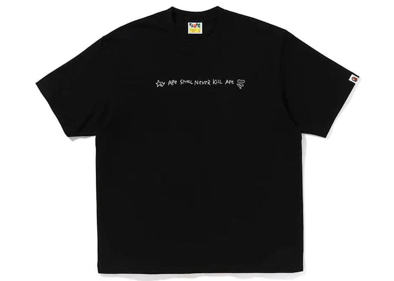 BAPE Hand Drawn Logo Relaxed Fit Tee Black