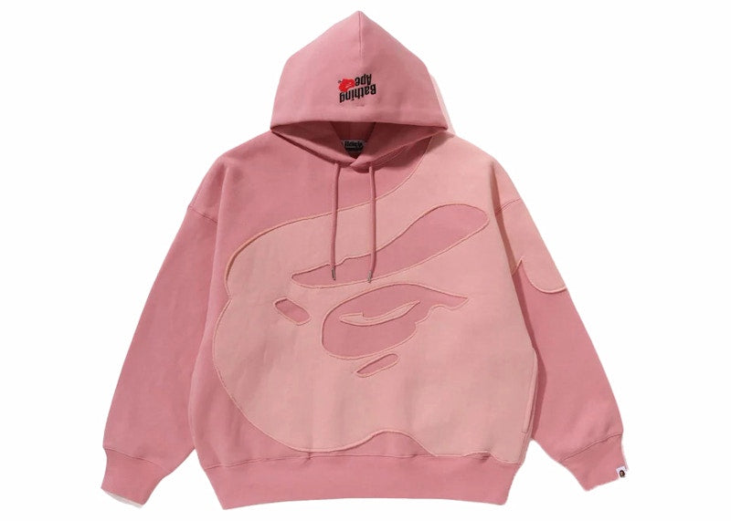 BAPE Head Patch Pullover Hoodie Pink