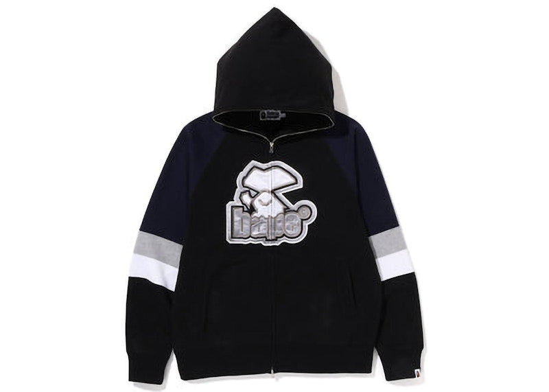 BAPE Hockey Graphic Relaxed Fit Full Zip Hoodie Black
