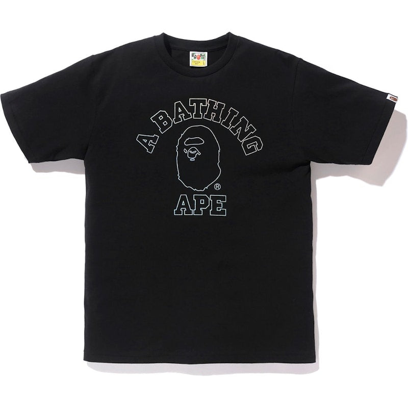 BAPE Hologram College Outline Tee Black