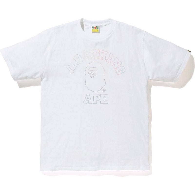 BAPE Hologram College Outline Tee White