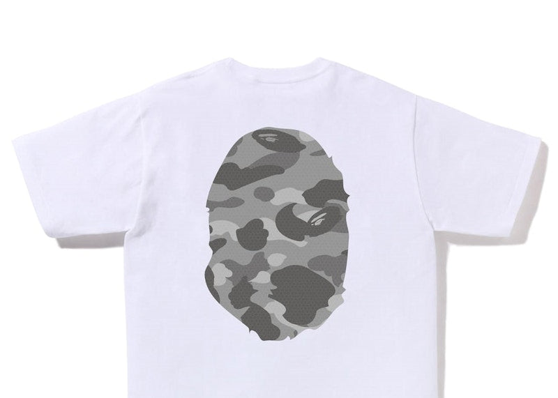 BAPE Honeycomb Camo Big Ape Head Tee White Grey