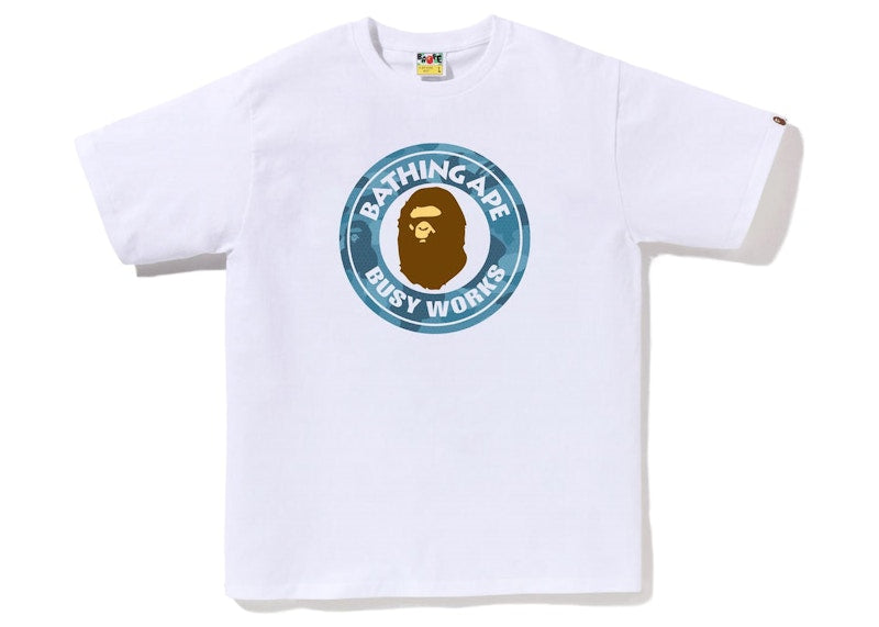 BAPE Honeycomb Camo Busy Works Tee White/Blue