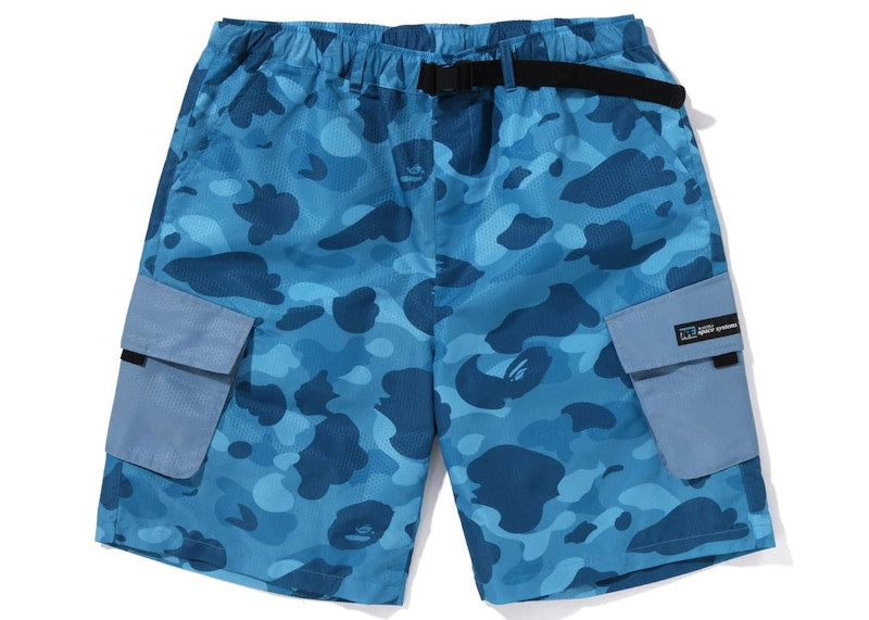 BAPE Honeycomb Camo Cargo Shorts Blue