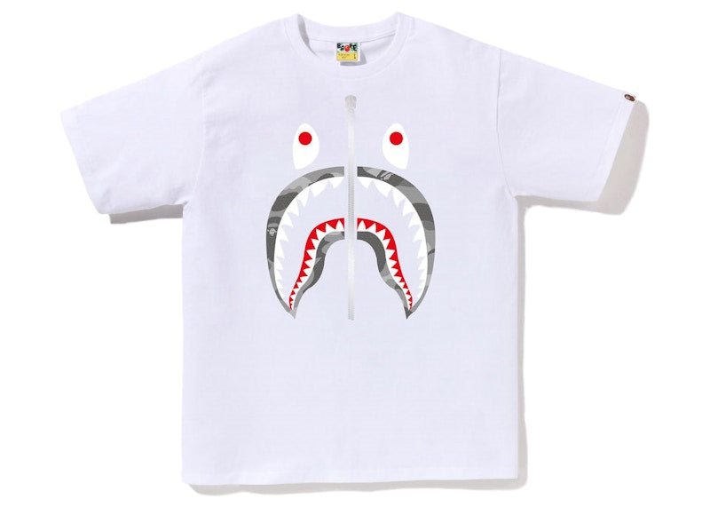 BAPE Honeycomb Camo Shark Tee White/Grey