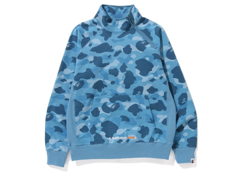 BAPE Honeycomb Camo Side Zip Crewneck Blue