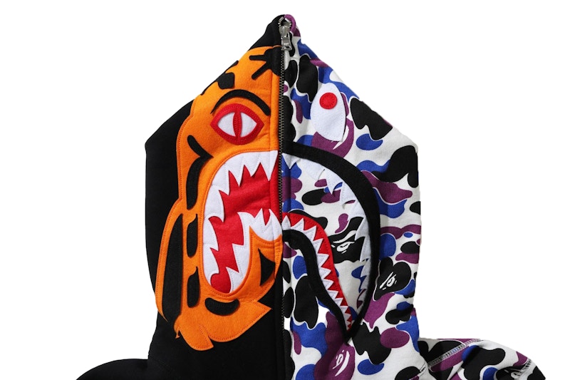 BAPE Hong Kong 15th Anniversary Tiger Shark Half Full Zip Hoodie Multicolor