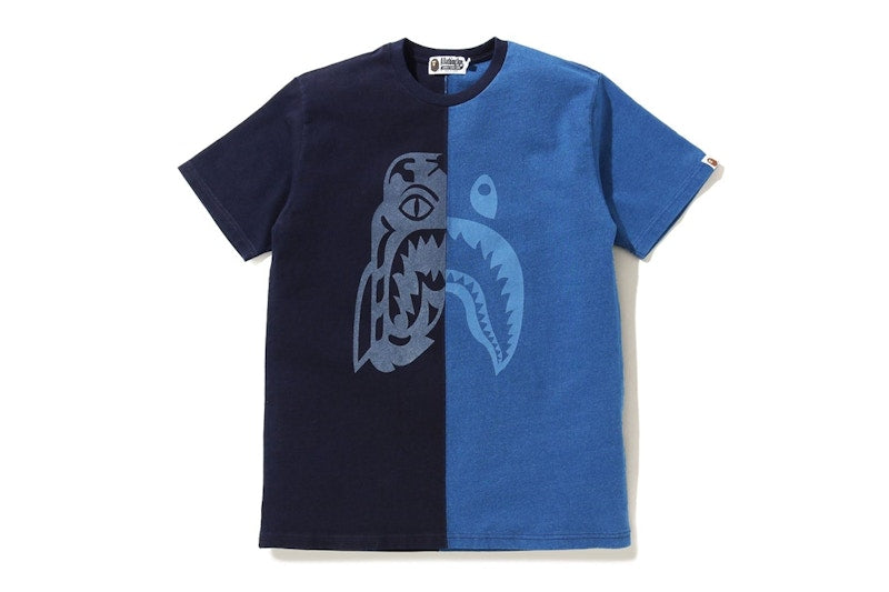 BAPE Indigo Half Tiger Shark T-shirt Indigo