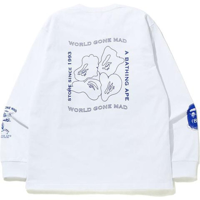 BAPE Ink Print Relaxed #1 L/S Tee White