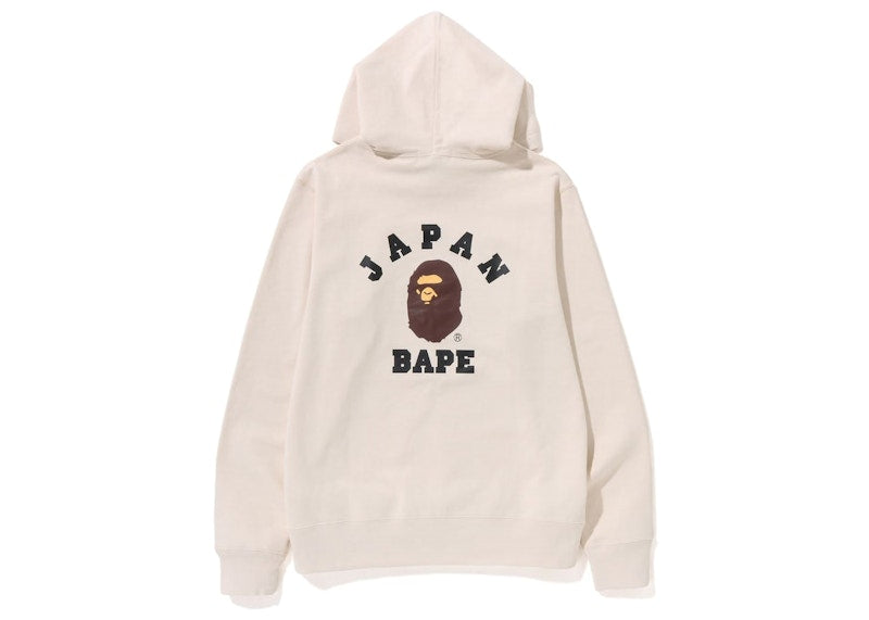 BAPE Japan College Pullover Hoodie Ivory