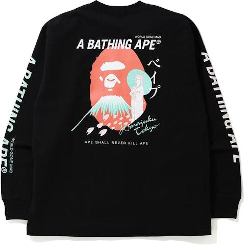 BAPE Japan Culture Souvenir Relaxed L/S Tee Black
