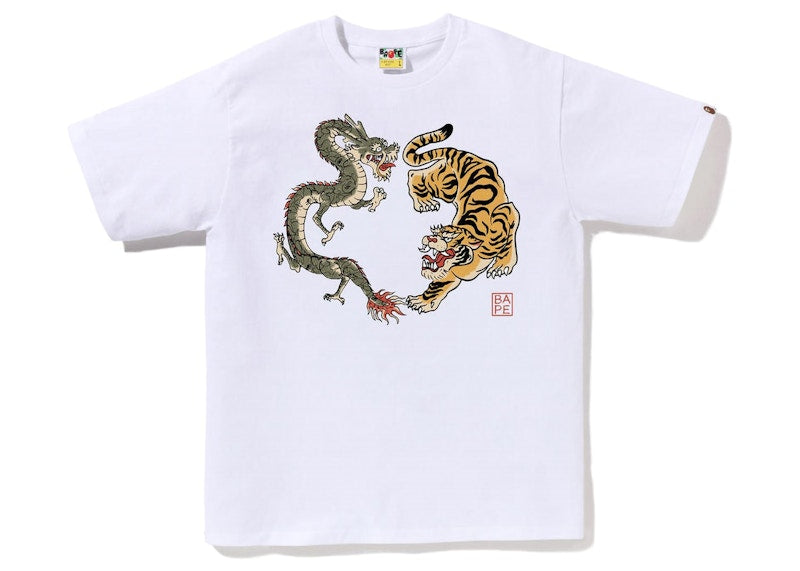 BAPE Japan Culture Tiger and Dragon Tee White