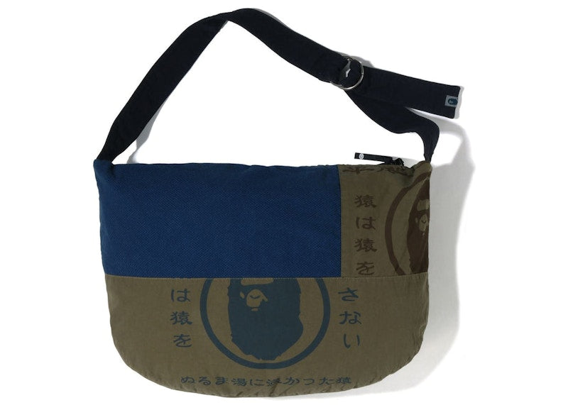 BAPE Japan Graphic Furoshiki Bag Indigo Khaki