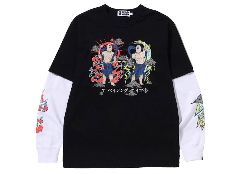 BAPE Japan Guardians Layered Heavyweight L/S Tee Black