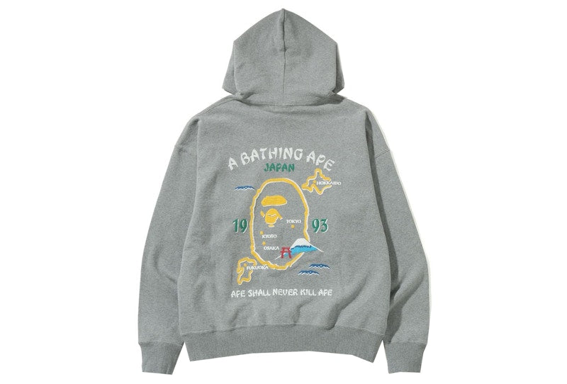 BAPE Japan Loose Fit Pullover Hoodie Gray