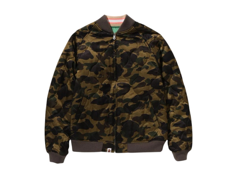 BAPE Japanese Peony Embroidery Reversible Souvenir Jacket Green
