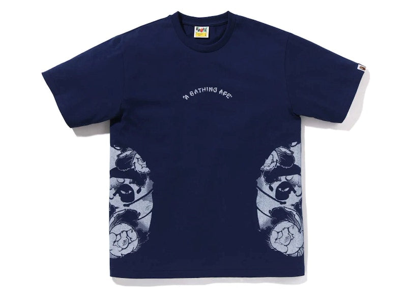 BAPE Japanese Tattoo Side Big Ape Head Tee Navy