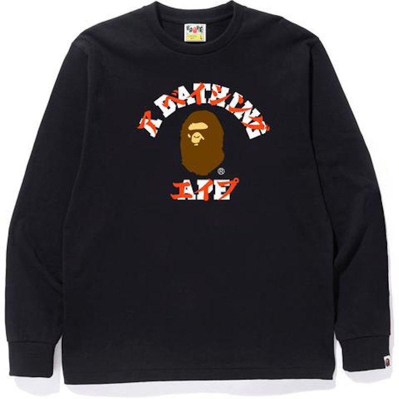 BAPE Katakana College L/S Tee Black
