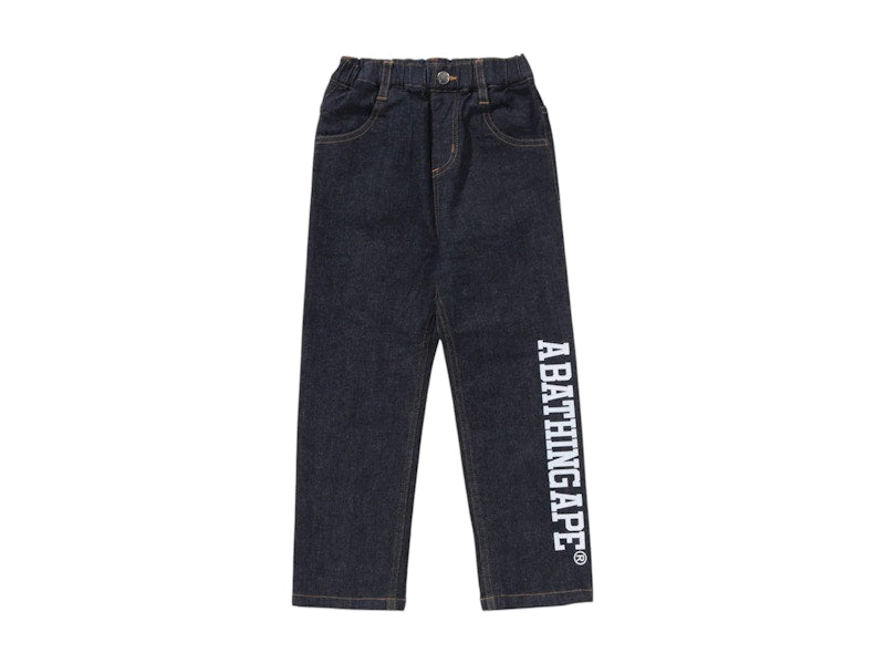BAPE Kids 10oz Stretch Denim Tapered Pants Navy