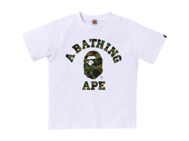 BAPE Kids 1st Camo College Tee White/Green