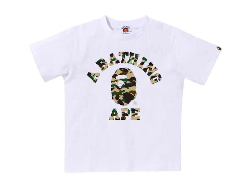 BAPE Kids 1st Camo College Tee White/Yellow