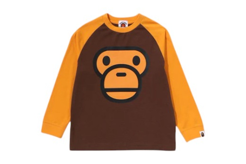 BAPE Kids Baby Milo Face Raglan L/S Tee Brown