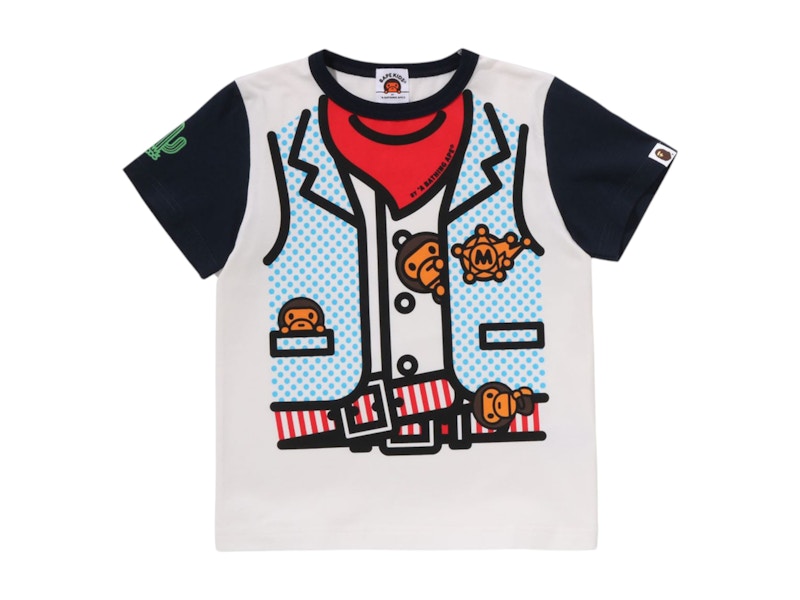 BAPE Kids Baby Milo Sheriff Vest Print Tee Navy