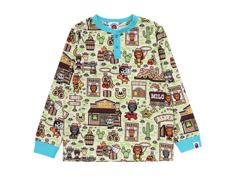 BAPE Kids Baby Milo Western Pattern L/S Tee Multicolor