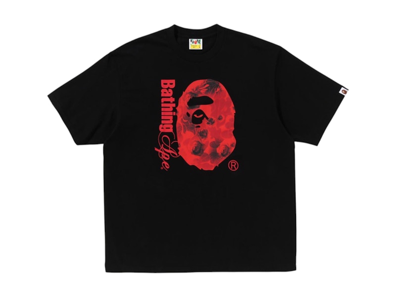 BAPE Kids Floral Solid Camo Ape Head Relaxed Fit Tee Black