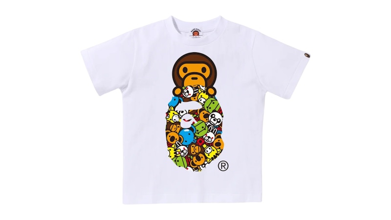 BAPE Kids Milo All Friends Milo On Ape Head Tee White