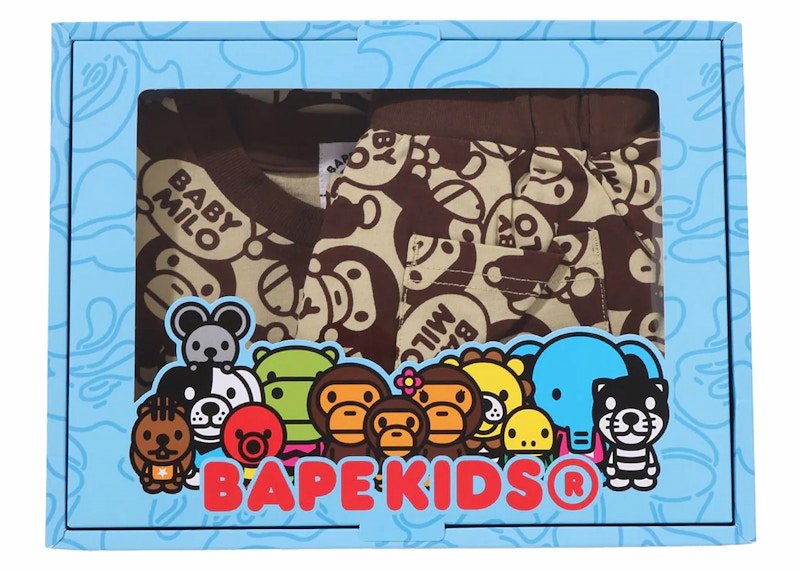 BAPE Kids' Solid Baby Milo Gift Set Brown