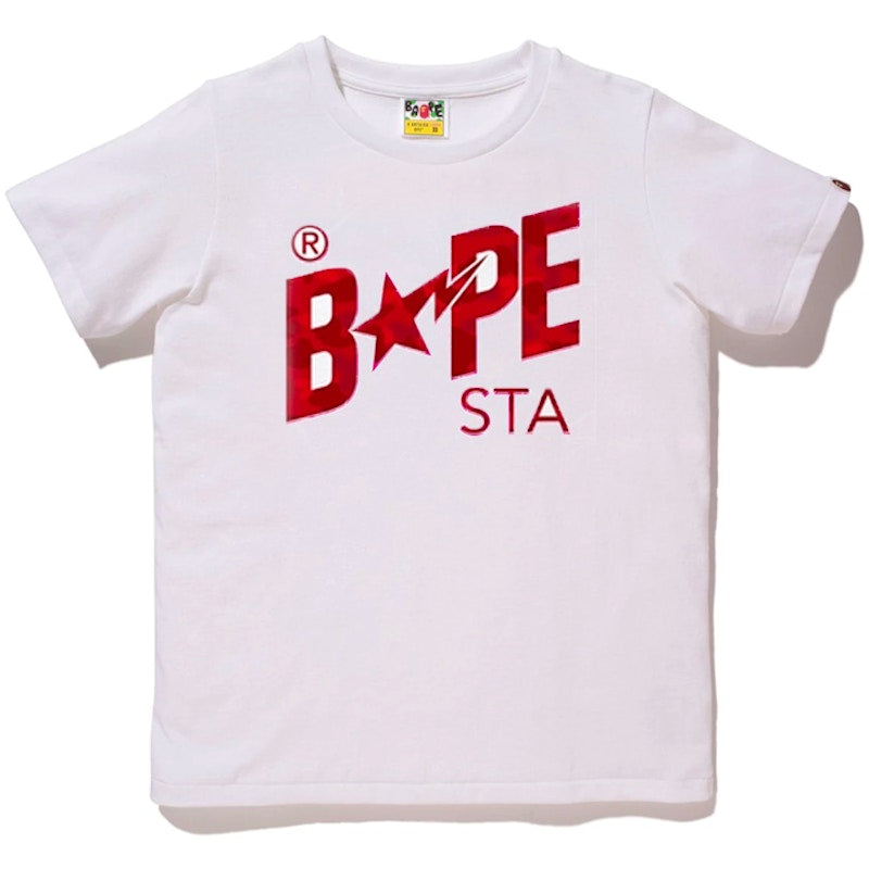 BAPE Ladies Color Camo Bapesta Tee White/Red