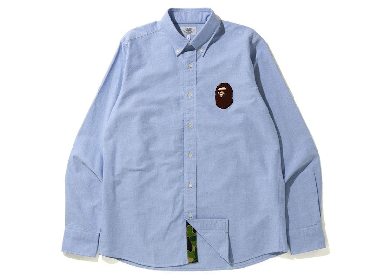 BAPE Large Ape Head Oxford BD Shirt Sax