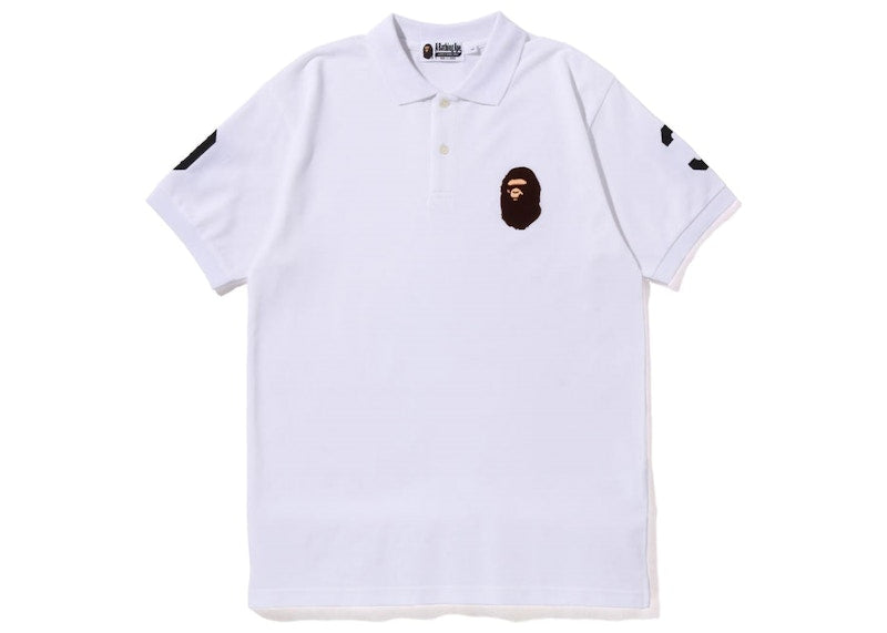 BAPE Large Ape Head Polo White Brown