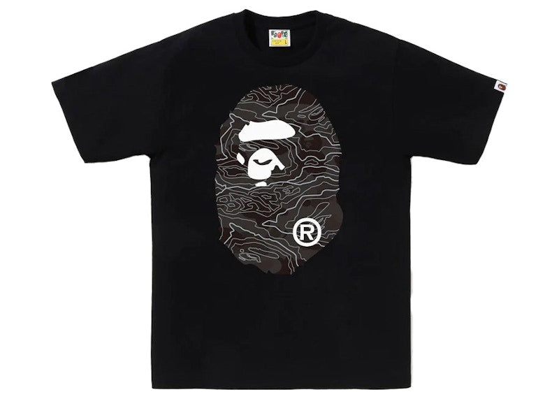 BAPE Layered Line Camo Big Ape Head Tee Black/Black