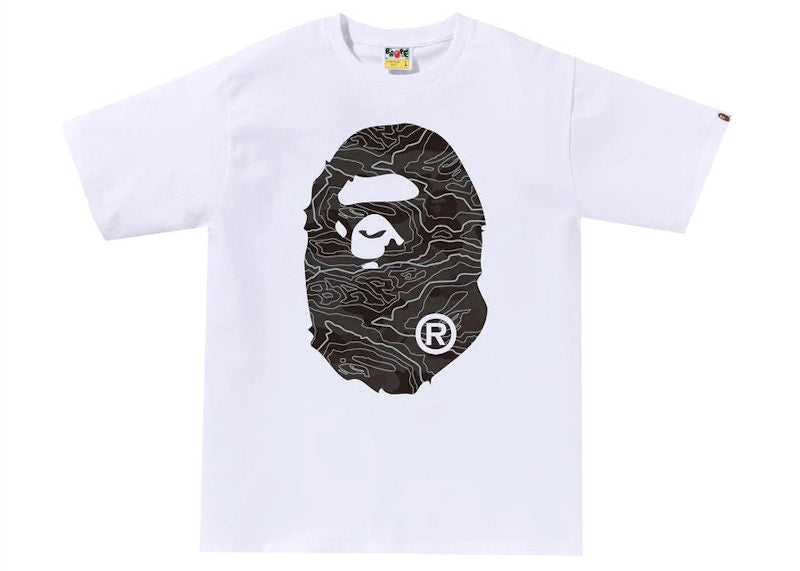 BAPE Layered Line Camo Big Ape Head Tee White/Black