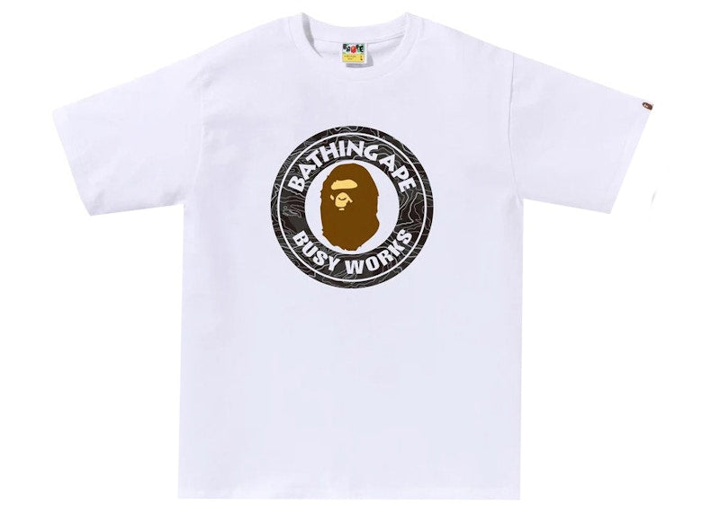 BAPE Layered Line Camo Busy Works Tee White/Black