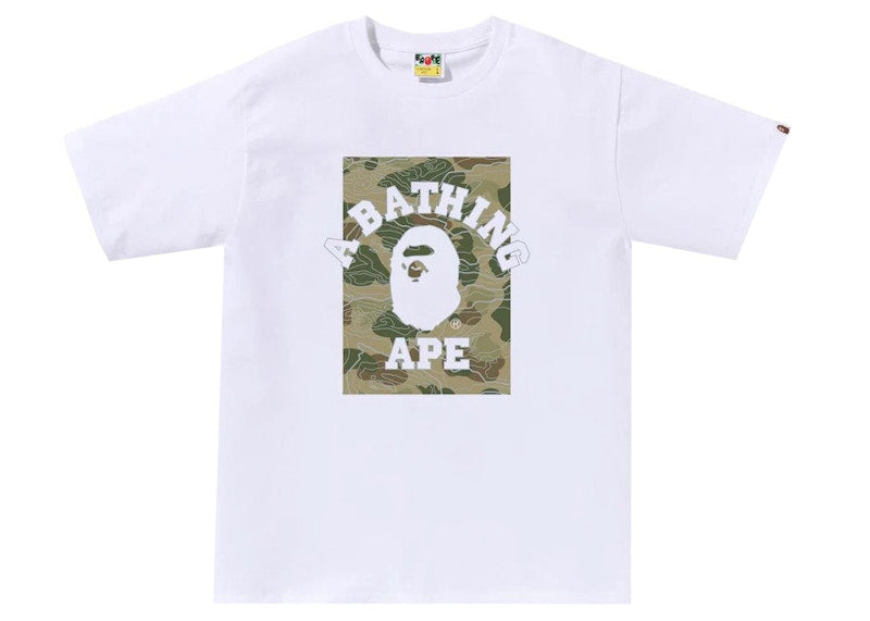 BAPE Layered Line Camo On College Tee White/Beige
