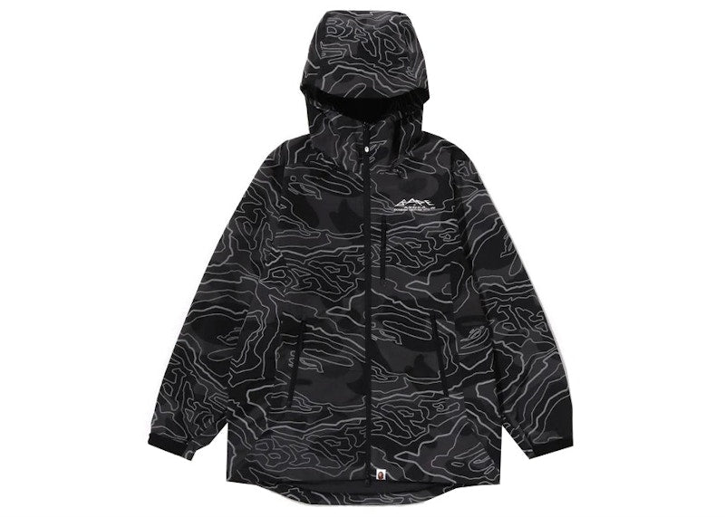 BAPE Layered Line Camo Shell Jacket Black