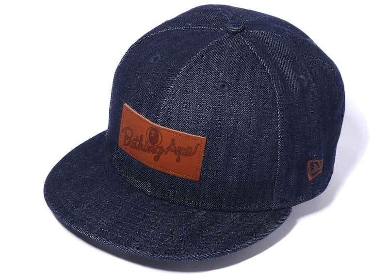 BAPE Leather Patch 9Fifty New Era Cap Indigo
