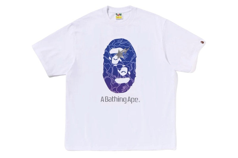 BAPE Line Camo Ape Head Relaxed Fit Tee White