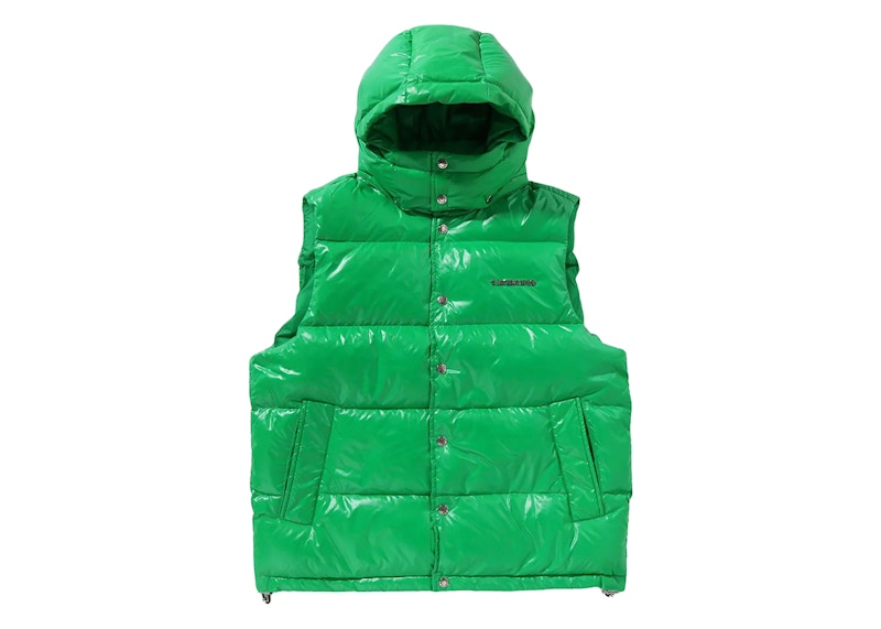 BAPE Line Camo Debossed Nylon Down Vest Green