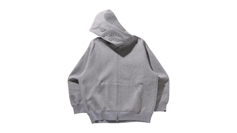 BAPE Line Camo Interlock Relaxed Fit Shark Full Zip Hoodie Gray