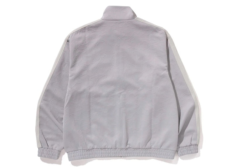 BAPE Line Camo Jacquard Bathing Ape Logo Relaxed Fit Track Jacket Silver