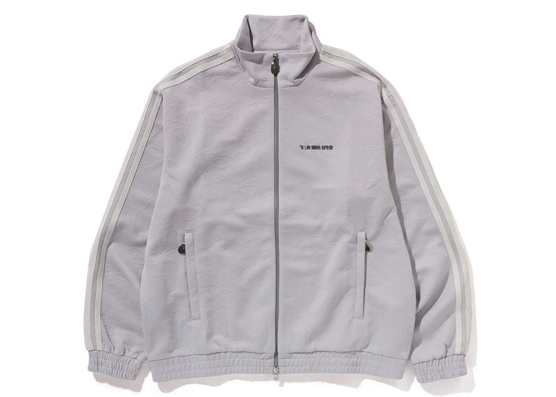 BAPE Line Camo Jacquard Bathing Ape Logo Relaxed Fit Track Jacket Silver