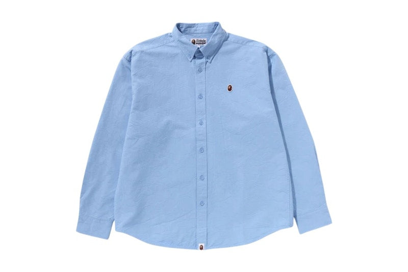 BAPE Line Camo Jacquard Oxford L/S Shirt Blue