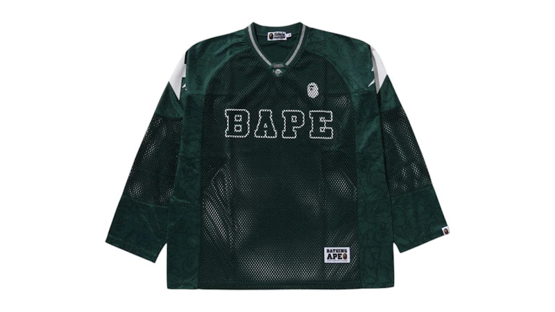 BAPE Line Camo Multilogo Relaxed Fit Football Jersey Green