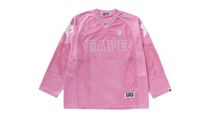 BAPE Line Camo Multilogo Relaxed Fit Football Jersey Pink