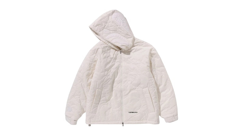 BAPE Line Camo Quilted Nylon Shark Full Zip Jacket Ivory