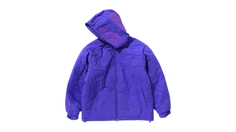BAPE Line Camo Quilted Nylon Shark Full Zip Jacket Purple